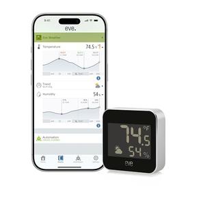 Eve Weather (Matter) – Smart Weather Station for Temperature, Humidity, Weather Trend, IPX4 Water Resistance, Display, Wireless, Siri Voice Access, Requires Thread Border Router
