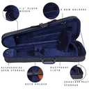 Aileen CSV102 Basic Professional Triangular Lightweight Suspension Carry Violin Hard Case - 4/4 Full Size Black