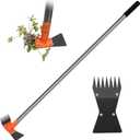 59 Inch One-Piece Handle 2-in-1 Garden Hoe and Weed Puller Tool