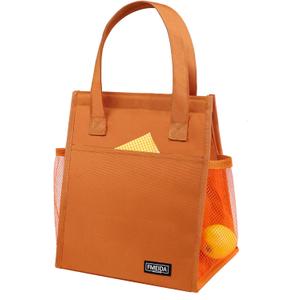 Fmeida Insulated Lunch Bag Women, 6.75L Small Lunch Bags with Multiple Pockets, Reusable Thermal Cooler Tote for Work, Office, Picnic, Travel | Hook and Loop Closure, Orange