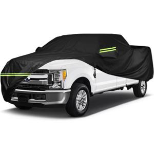 Waterproof Car Cover for Fo-rd F250 F350 Raptor Pickup Truck Super Crew Cab 5FT-8FT Long Bed Truck Cover, All Weather 210T Windproof Car Covers with Door Zipper for Sun Rain Snow UV Protection
