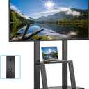 Rolling TV Stand for 32-80 Inch TVs, Mobile TV Cart with Power Outlet, Outdoor TV Stand with Wheels, Portable tv Stands for LCD OLED 4K Flat/Curved Panels Max VESA 600x400mm (Black)