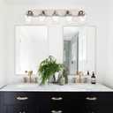 Bathroom Lights Fixtures Over Mirror, Brushed Nickel Vanity Lighting with 5 Seeded Glass Lampshades for Kitchen Living Room