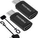 [2 Pack] USB-C Female to MicroUSB Male Charging Adapter,USB C to Micro Rubber Holder Silicone Case Compatible with Power Bank, Micro USB Device, Samsung S6 Edge, Note5, Nexus10, eMarker PD Cord