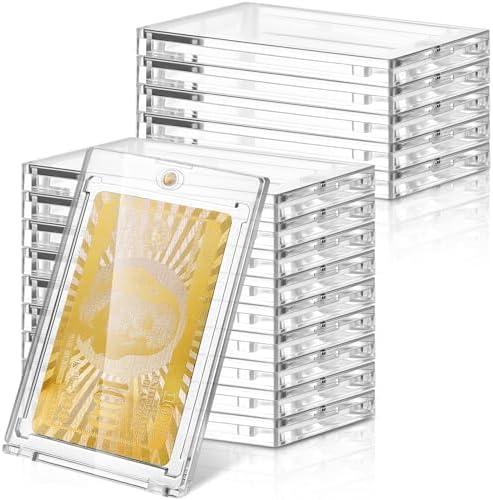 SATINIOR 15 Pcs 100 Pt Magnetic Card Holder, Holder Case Clear Protectors for Thick Baseball Football Hockey Cards SATINIOR 15 Pcs 100 Pt Magnetic Card Holder, Holder Case Clear Protectors for Thick Baseball Football Hockey Cards