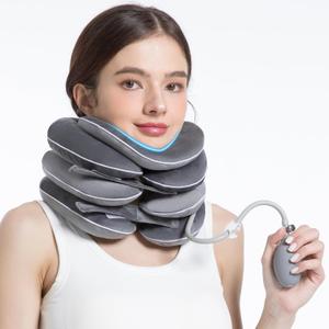 WellSync Portable Cervical Traction Device for Instant Neck Pain Relief, Inflatable & Adjustable Neck Traction Device with Neck Brace Perfect for Home, Office, and Travel (Gray)