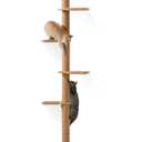 FUKUMARU Tall Cat Tree, 5 Tier Floor to Ceiling Cats Tower, Wall-Mounted Kitten Scratching Post, Wild Simulation Kittens Wall Shelves, Suitable for Climb, Scratch, Lookout and Play (BlanchedAlmond)