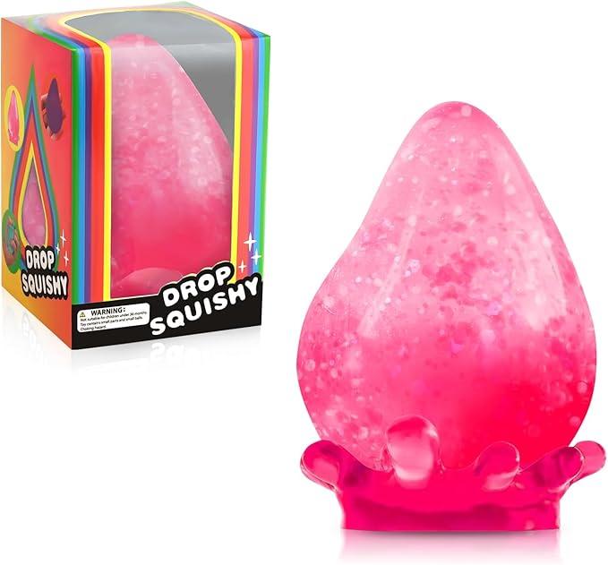 Fidget Toys Dream Squishy Drop, Stress Cube Squishies Anxiety Stress Relief, Ice Squishy Stress Cube-Drop Malt Sugar Balls, Sensory Ball for Kids with Autism (Pink)