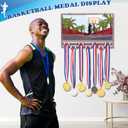 3D Sports Medal Holder Display Hanger Wooden 15.7x10.2 Inch Sturdy Trophy Shelf Wall Mount Medals Trophys Easy to Install for Marathon Trail Running Basketball Gift for Athletes(Basketball)
