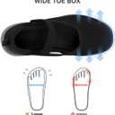 Women's Wide Toe Waterproof Chelsea Orthopedic Boots Ankle Slip on Booties Low Heel Comfortable Flat Lightweight Walking Boots (8.5 Wide, Black Mary Jane Flats)