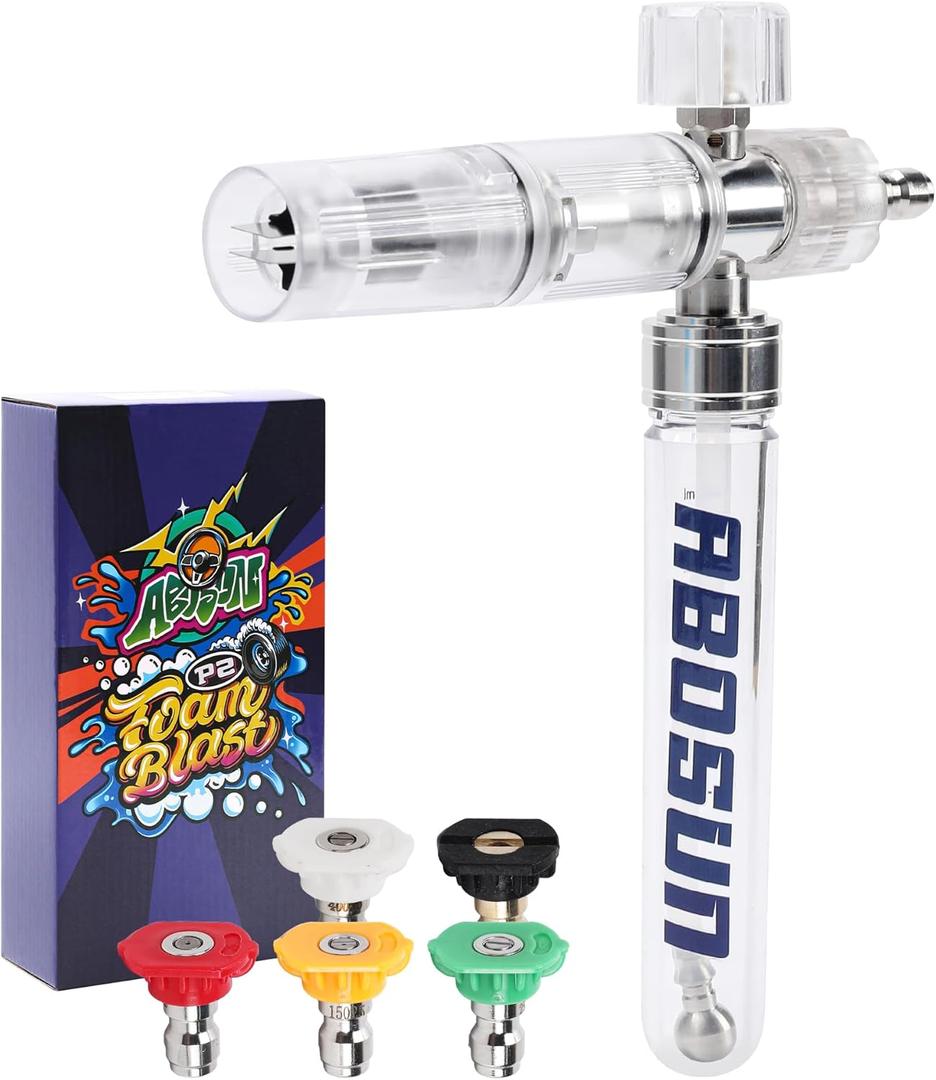 Foam Cannon Pro for Pressure Washer, Thick Snow Foam Sprayer with 5 Nozzle Tips, 1/4" Quick Connect for Thick Sudsy Wash (White)