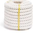 Natural Cotton Craft Rope 1 Inch x 50 Feet, 4-Strand Twisted Cotton Ropes, Natural Thick White Soft Rope Cord for Sports, Decoration, Pet Toys, DIY Crafts, Indoor & Outdoor Use