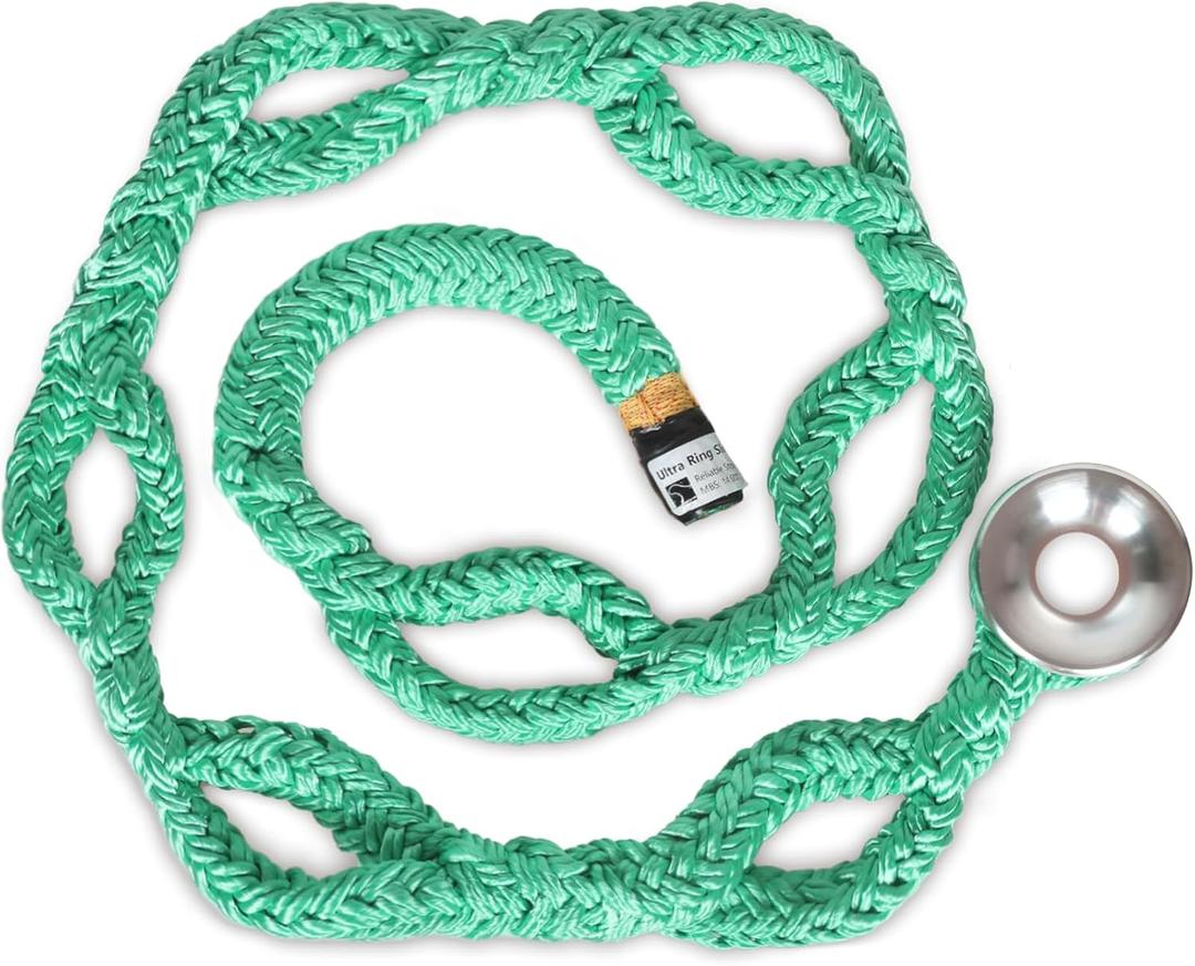 3/4" Rigging Ring Sling Rope- 6FT Arborist Rope with #3 Aluminum Ring & 7-Pockets Adjustment Climbing Slings - 14,600 lbs MBS - Friction Saver for Tree Rigging, Speedlines & Canopy Anchors