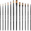 2 x Gouache Paint Brushes, 12pcs Face Paint Brush Fine Paint-Brushes for Detail Professional Artist Model Paint-Brush Paintbrushes for Acrylic Watercolor Gouache Oil and Hobby Painting Craft Base Coating