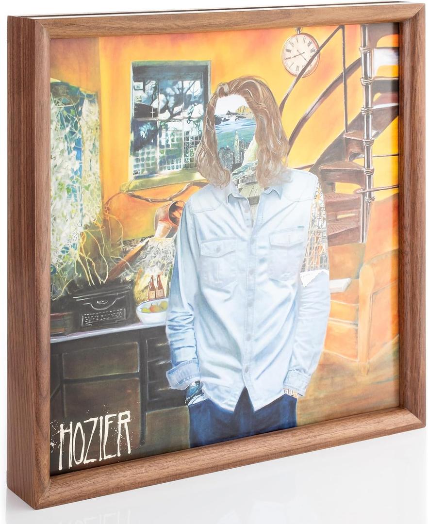 Premium Vinyl Record Frame - Wall-Mounted or Tabletop - Display Your Now-Playing or Favorite Records - This Elegant Vinyl Record Stand Will Fit Most Records (Walnut)