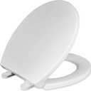 CYRRET Toilet Seat Round with Lid, Slow Close, Easy to Install and Clean, Durable Plastic, White, Replacement Toilet Seats, Fits Standard Round Toilets Bowl