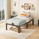 Yitong Angel 14 inch Twin Bed Frame with Round Corner Legs Mattress Slide Stopper,3500 lbs Heavy Duty Metal Platform,No Box Spring Needed,Steel Slat Support,Easy Assembly,Noise Free