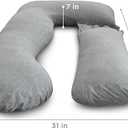 Pharmedoc Replacement Pregnancy Pillow Cover for U Shape Body Pillow with Removable Extension Jersey Cover, Gray Only
