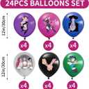 Anime Style Party Balloons 24 Pack 12 Inch Cartoon Character Latex Balloons, 6 Assorted Colors, Cool Girl Theme Birthday Decorations for Teens & Kids