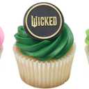 Wicked Cupcake Rings With Glinda And Elphaba, 24 Cupcake Toppers For Cakes, Birthday's, Celebrations, Food Safe Cake Decorations - 24 Pack