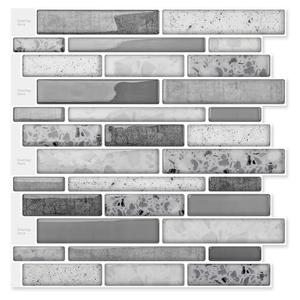 Art3d 10 Sheets Peel and Stick Brick Kitchen Backsplash Self-Adhesive Wall Tile Stone Design, Grey Marble