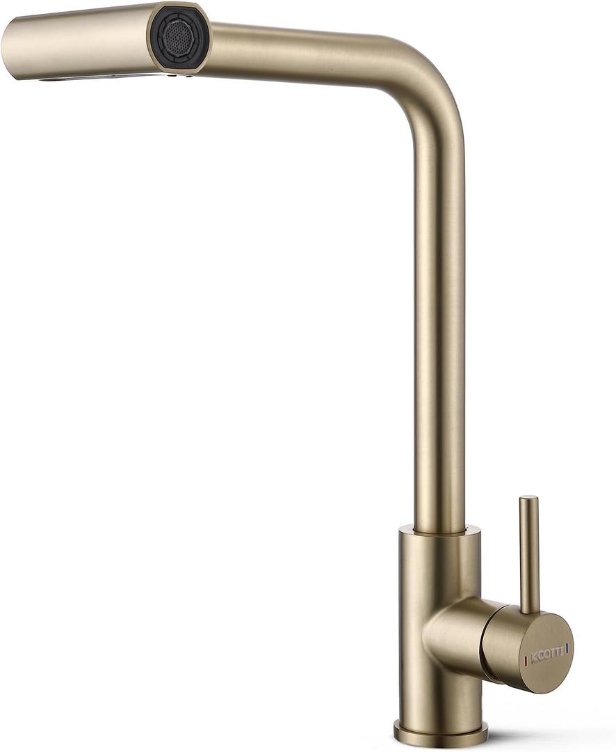 4-Mode Kitchen Faucet with Pull Down Sprayer, Waterfall Kitchen Sink Faucet Single Handle Stainless Steel Faucet for Farmhouse, RV, Laundry & Utility Sink