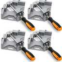 Kingrol 4 Pack 90 degree Corner Clamps, Woodworking Clamp with Adjustable Aluminum Alloy Swing Jaw, Single Handle Wood Clamps for Photo Framing, Welding, DIY Projects