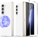 Magnetic Case for Samsung Galaxy Z Fold 6 Case Slim Fit, Luxury Thin Lightweight Matte Hard PC [Not Yellowing] Phone Cases Cover for Samsung Galaxy Z Fold 6 7.6 Inch, White(9-11)