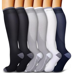 6 Pack Copper Compression Socks for Women and Men Circulation-Best Support for Medical,Running,Nursing,Athletic, L-XL