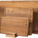 KOLWOVEN Wood Cutting Boards for Kitchen - Set of 3, Wooden Cutting Board Set with Holder for Chopping Meat, Cheese, Fruits, Vegetables, Knife Friendly Serving Tray