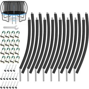 Trampoline Poles Replacement, Fit for 8-16ft Frame, Universal Curved Enclosure Net Pole, Includes Mounting Hardware & Foam Cover, 2 Installation Options