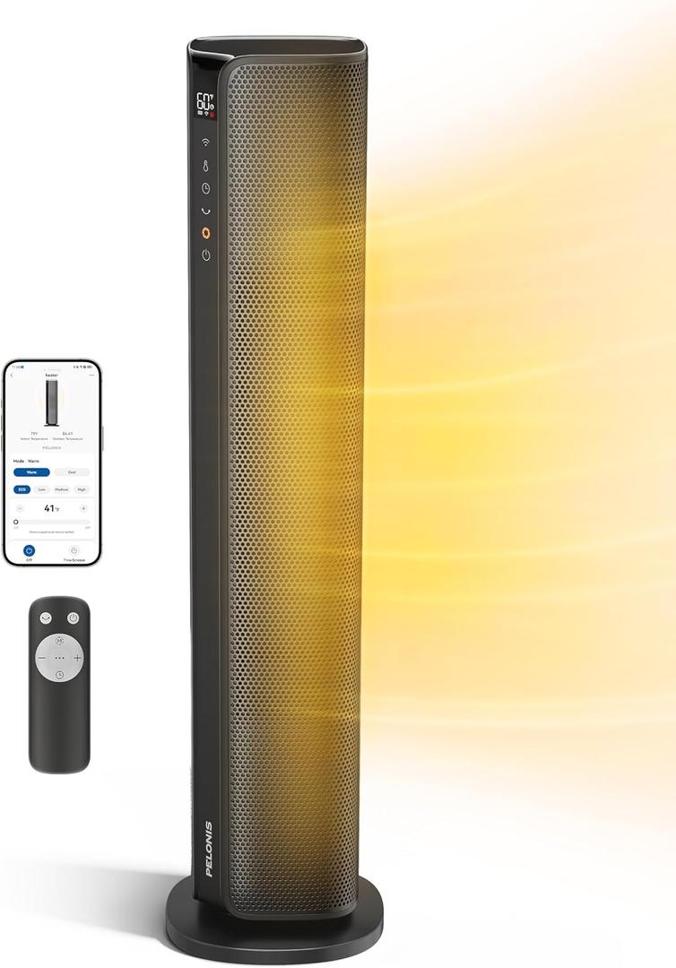 PELONIS 30-Inch Smart Tower Ceramic Space Heater with Remote for Bedroom