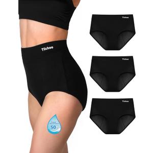 Period Underwear for Women Heavy Flow Extra High Waisted Period Panties Soft Menstrual Leakproof Underwear (XX-Large, Black of 3)