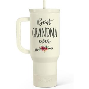 Grandma Tumbler with Handle 40oz, Grandmother Gifts from Granddaughter Grandson, Stainless Steel Tumblers Coffee Travel Cup, Gifts for Nana Mimi Grandmom on Birthday Christmas Mothers Day Valentines