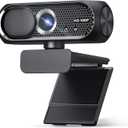 1080P HD Webcam with Microphone, Noise Cancellation, Privacy Cover, Wide-Angle Lens, Auto Light Correction, Plug & Play USB Webcam for Laptop, Desktop, PC, Mac, Zoom, Skype, Streaming (Black)