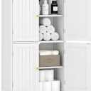 TidyHaven 44.5” Tall Bathroom Storage Cabinet, Freestanding Floor Cabinet with 4 Doors and Adjustable Shelves, Modern Storage Organizer for Bathroom, Kitchen, Entryway, Home Office, 11.8"D X 23.6"W X 44.5"H, White
