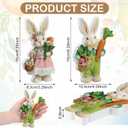 DoubleFill 2 Pcs Easter Bunny Figurine Easter Wooden Bunny Figurines Table Decoration for Spring Gifts Home Office Centerpiece Decor Party Supplies
