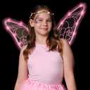 Funcredible Fairy Costume For Women and Girls - Light Up Fairy Wings and Flower Crown, Glitter - Butterfly Wings