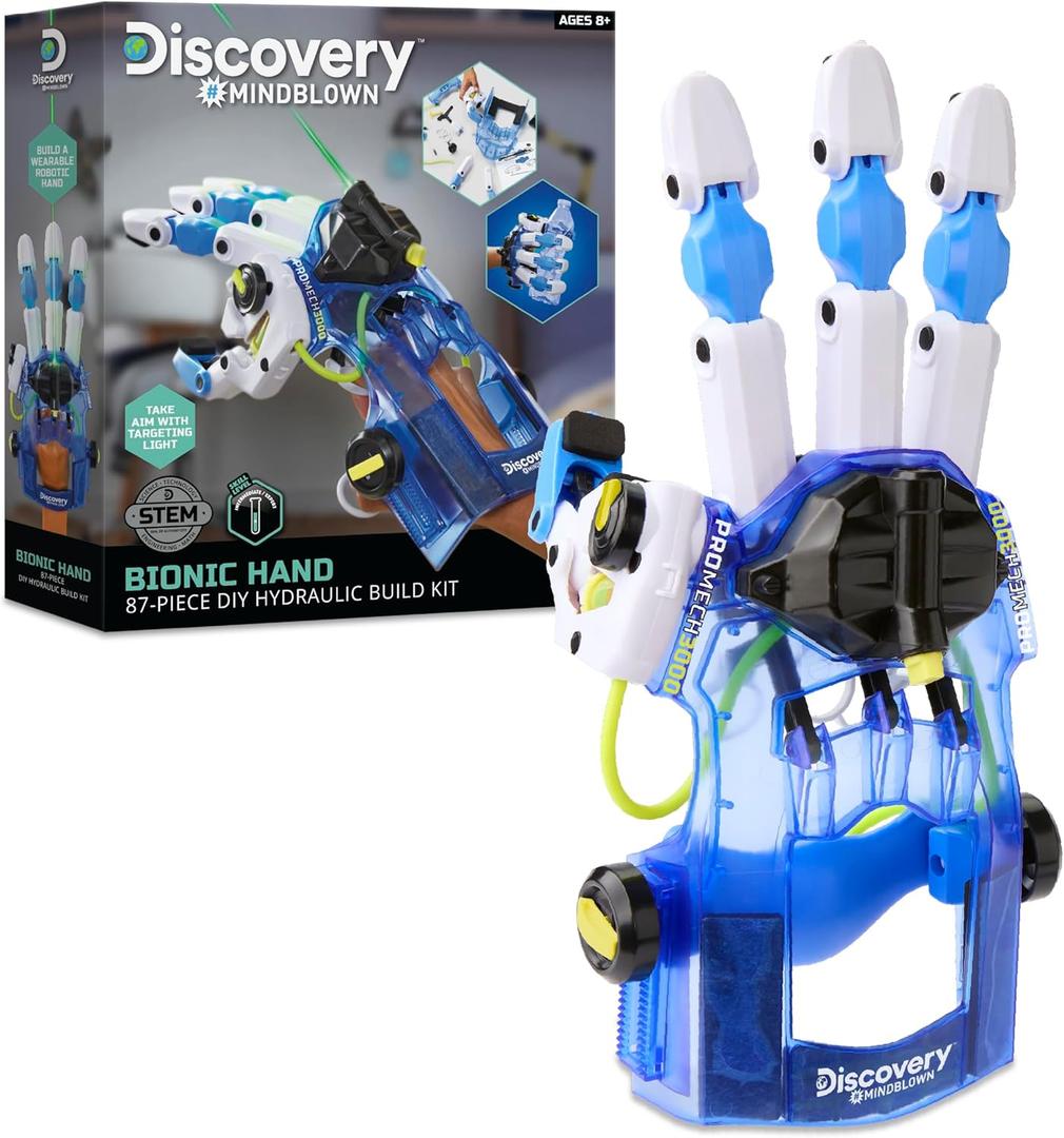 Discovery Bionic Hand Robotics Kit 87-Piece DIY STEM Toy for Kids| Build Your Own Wearable Robotic Hand| Hydraulic Cyborg Superhero Toy| Science & Engineering Model Kit| Boys & Girls Gift Ages 8+
