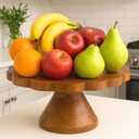 Mela Artisans Wooden Cake Stand 12 Inch | Medium Polish Mango Wood Pedestal Riser | Footed Cupcake & Dessert Stand | Multipurpose Cake Display for Home Decor | Dining Table | Pastries