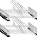 IEOKE Pants Hangers with Clips: 30 Pack Skirt Hangers for Women Metal Adjustable Trouser Hangers for Jeans Shorts Dress - Black