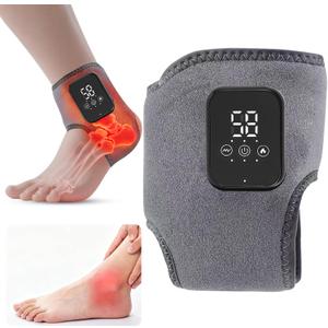 Cordless Ankle Heating Pad, Ankle Massager for Circulation and Pain Relief, Foot Triple Method Massager with 3 Levels of Heat and Vibration for Swelling Feet. Smart Timer and Portable (1Pc)
