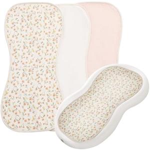 HOMBYS Changing Pad Liner Fits for Changing Pad, Washable Baby Changing Pad Cover Waterproof, 100% Cotton Muslin Changing Table Pad, 3 Pack, Cream White, Pink, Floral