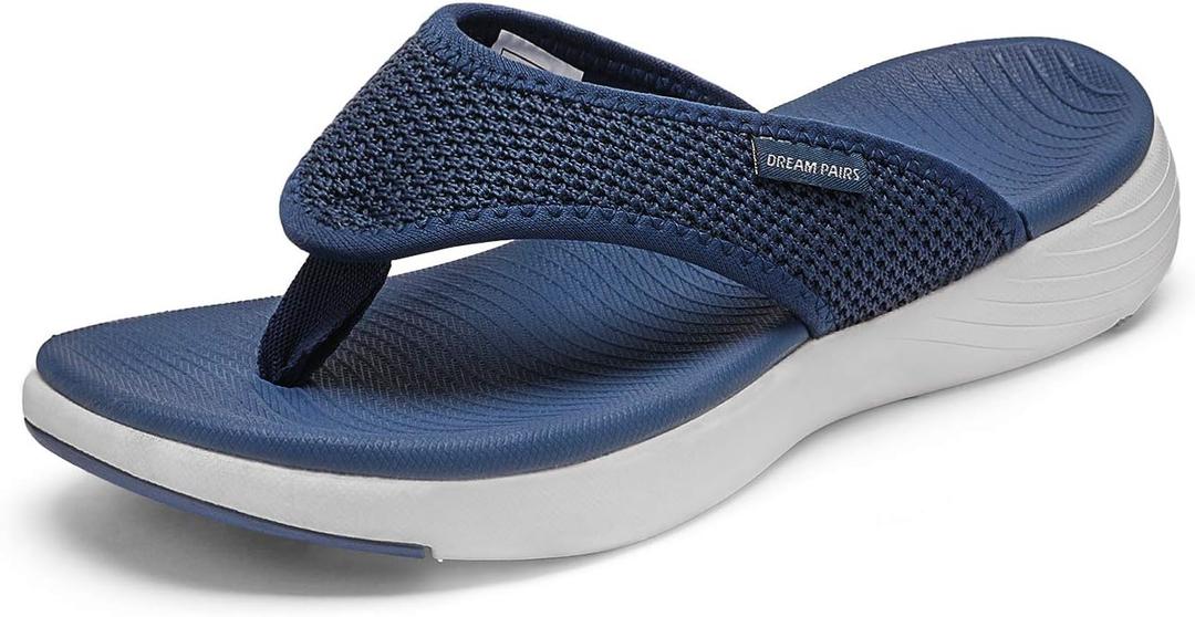 DREAM PAIRS Women's Arch Support Soft Cushion Flip Flops Thong Sandals (8.5, Navy)