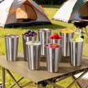 VINUR 20 oz Stainless Steel Cups 8 Pack Pint Tumbler Stackable Metal Drinking Glasses for Travel, Camping, Outdoors