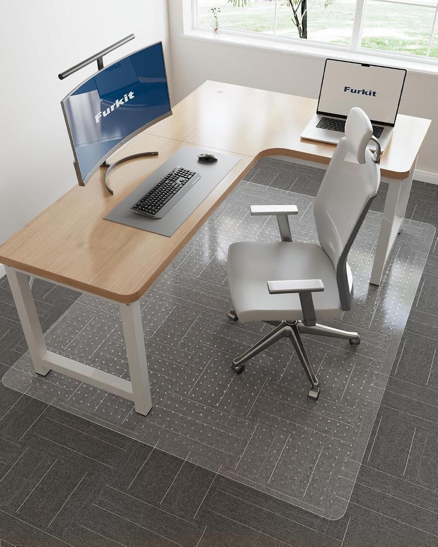 46"x 60" Clear Office Chair Mat for Carpet, Anti-Scratch Durable Plastic Desk Chair Mat for Rolling Chairs, Waterproof Non-Slip Carpet Protector Mat for Work, Game, Home Office