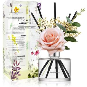 COCODOR Rose Flower Reed Diffuser/April Breeze/6.7oz(200ml)/1 Pack/Reed Diffuser, Reed Diffuser Set, Oil Diffuser & Reed Diffuser Sticks, Home Decor & Office Decor, Fragrance and Gifts