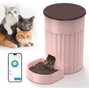 PAPIFEED Automatic Cat Feeder 3L, 2.4G WiFi Auto Pet Food Dispenser with App Control & Alexa 1-10 Meals Per Day, Timed Pet Dry Food Dispenser with Dual Power Supply for Cats and Small Dogs, Pink