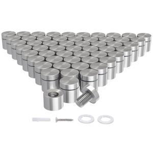 LuckIn 50-Pack Standoff Screws (3/4 in. Dia x 3/4 in. L), Stainless Steel Standoff Mounting Hardware for Acrylic Signs, Silver