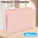 25-Pack Pastel Hanging File Folders, Letter Size with 1/5-Cut Tabs, 35 Transparent Label Cards, 50 Sticker LabelsHome Office & Filing Cabinets